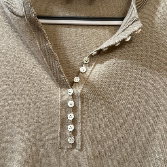 Theory Placket Henley Sweater in sand. Worn once - Picture 3 of 5
